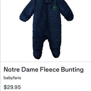 Norte Dame baby onesie, fleece Bunting, blanket
